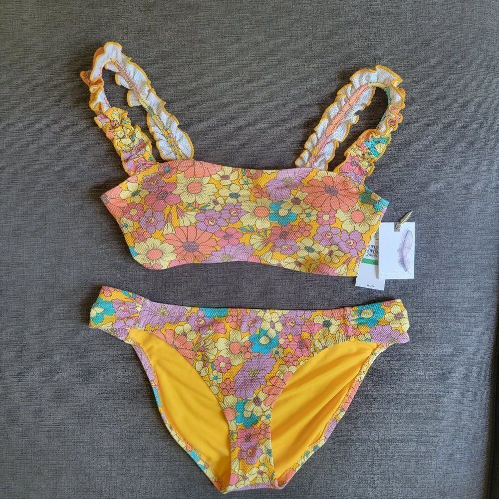 Jessica Simpson Women Floral Print Spring Rendezvous Top & Bottom 2 Piece bikini